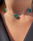 Colar Choker 5 Trevos Malaquita M