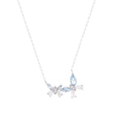 Colar Duplo Borboletas Água Marinha e Pontos de Luz