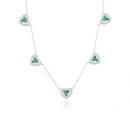 Colar com 5 Corações Cravejados Esmeralda