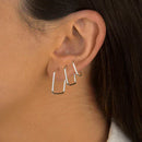 Trio Argola Fio Quadrado de Prata