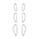 Trio de Brinco Coração Liso de Prata