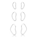 Trio de Argolas Coração Fio Quadrado de Prata