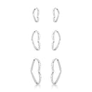 Trio de Argolas Coração Fio Abaulado de Prata