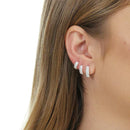 Trio de Argolas de Prata Cravejadas 3 Fileiras