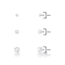 Trio de Brinco Ponto de Luz Redondo de Prata