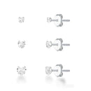 Trio de Brinco Ponto de Luz Coração de Prata