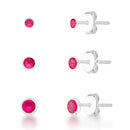 Trio de Brincos Crav. Inglesa Cereja de Prata