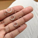 Trio de Brinco Argola Rebitado Fio Quadrado de Prata