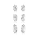 Trio de Brinco Argola Cravejado 1 Fileira