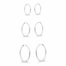Trio de Argolas Redondo de Prata