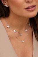 Colar Coração Cravejado e Pontos de Luz