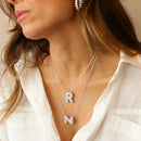 Colar Prata 925 Letra Puffer Cravejada