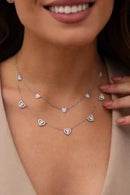 Colar com 5 Corações Cravejados Cristal