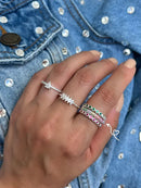 Anel Aparador de Aliança Duplo com Zircônia Colorida em Prata 925