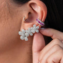 Brinco flor prata 925