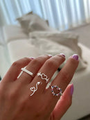 Anel Batimento Cardíaco com Coração em Prata 925