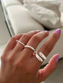 Anel Croissant Regulável em Prata 925