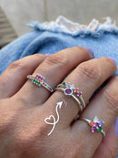 Anel Duplo Colorido em Prata 925