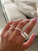 Anel Quadrado Cordinha em Prata 925