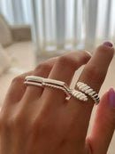 Anel Quadrado Cordinha em Prata 925