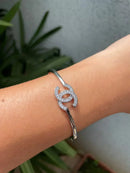 Bracelete com Zircônia Cristal em Prata 925 de Ródio Branco