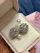 Brinco Ear Jacket com Pérola em Prata 925 Banho de Ródio Branco