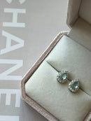 Brinco Gotinha com Zircônia Água-marinha e Cristal em Prata 925 de Ródio Branco