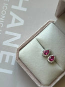 Brinco Gotinha com Zircônia Pink e Cristal em Banho de Ródio Branco