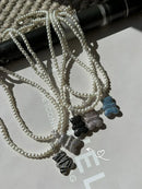 Colar Pérola com Ted com Zircônia Cristal em Prata 925 Banho de Ródio Branco