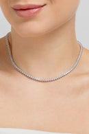 Colar Riviera 3 Garras Redonda - 3mm, Zircônia Branca | 38 cm