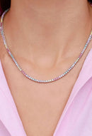 Colar Riviera 4 Garras - 2mm, Zircônia Candy Color | 38 cm Id: 8549