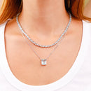 Colar Riviera Oval Intercalado Zircônia Acqua Marine Com Zircônia Branca | 42 cm