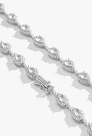 Colar Riviera Gota Zircônia Aquamarine e Brancas Cravejadas ao Redor | 43 cm