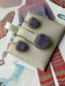 Conjunto Coração Fusion Lavanda e Zircônia Cristal em Prata 925 de Ródio Branco