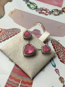 Conjunto Coração Fusion Light Pink com Zircônia Cristal em Prata 925 Banho de Ródio Branco