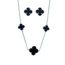 Conjunto Trevo Pedra Onix Reconstituída