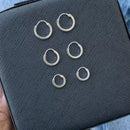 Trio de Brinco Argola Rebitado Fio Quadrado de Prata