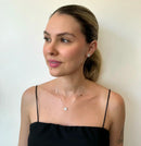 Conjunto Ponto de Luz Cravejado - Corrente Tiffany - Água marinha