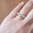 Anel Prata 925 Aliança Inteira M Topázio Incolor