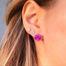 Brinco Coração Safira Rosa