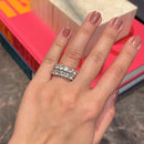 Anel Prata 925 Aliança Inteira G Topázio Incolor