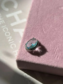 Pingente Oval com Zircônia Cristal e Água-marinha (Para Pulseira) em Prata 925 Banho de Ródio Branco