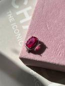 Pingente Oval com Zircônia Cristal e Pink (Para Pulseira) em Prata 925 Banho de Ródio Branco