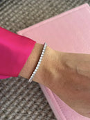 Pulseira Riviera Três Pontas Cristal (Fecho joia) em Prata 925 de Ródio Branco