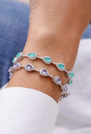 Pulseira Com Zircônias Em Gotas Ametista Cravejada Com Zircônias Brancas Ao Redor