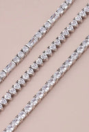 Pulseira Riviera Baguetes Intercaladas Com 3 Zircônias Redondas