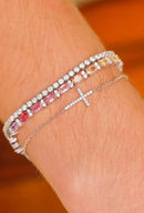 Pulseira Com Corações Vazados Cravejados Com Zircônias Brancas