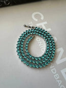 Riviera 3 Pontas com Zircônia Azul Capri ( Fecho Joia ) em Prata 925 de Ródio Branco