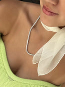 Riviera 3 Pontas com Zircônia Cristal 50cm ( Fecho Joia ) em Prata 925 de Ródio Branco