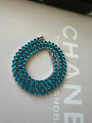 Riviera 3 Pontas com Zircônia Azul ( Fecho Joia ) em Prata 925 de Ródio Branco